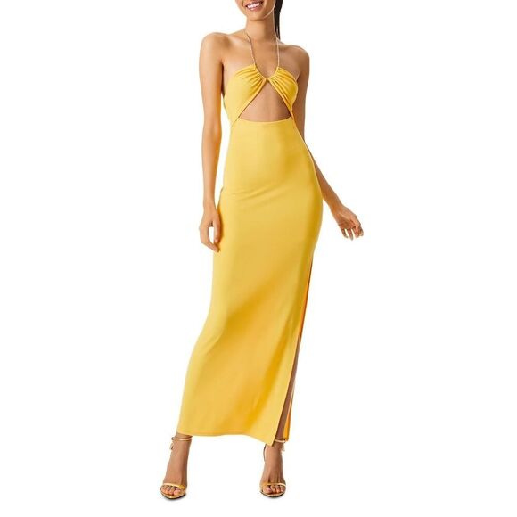 Alice + Olivia Dresses & Skirts - Alice + Olivia Sariya Chain Halter Cut out Dress Yellow 8